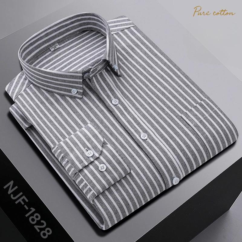 Nouveau dans Chemise Surdimensionnée Manches Longues 100% Coton Chemises pour Hommes Coupe Ajustée Formel Uni Chemise à Carreaux Décontracté Hauts Designer Vêtements Noirs