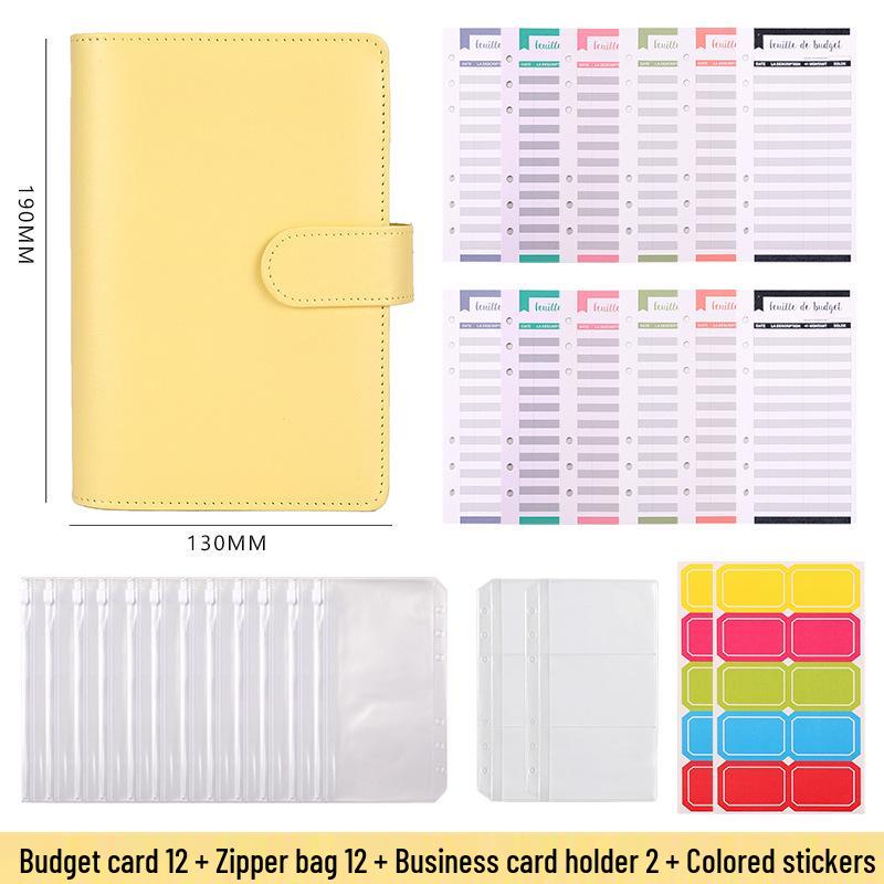 A6 Macaron Leather PU Loose-leaf Binder Notebook for Family Finance Budget Planning
