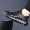 New Men Genuine Leather Casual Shoes Thick-soled Flat Platform Shoes Lace-up Chunky Sneaker