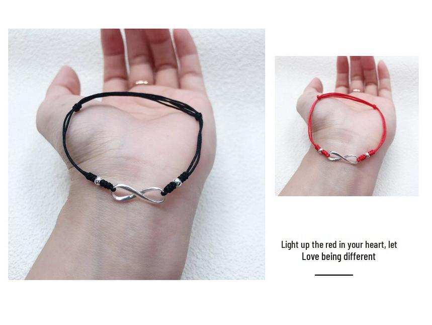 925 Sterling Silver Figure 8 Infinity Love Woven Couple Bracelet