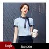 Summer Bowknot Blouse - Women's Professional Stand-Up Collar Short Sleeve Workwear for Hotel Reception