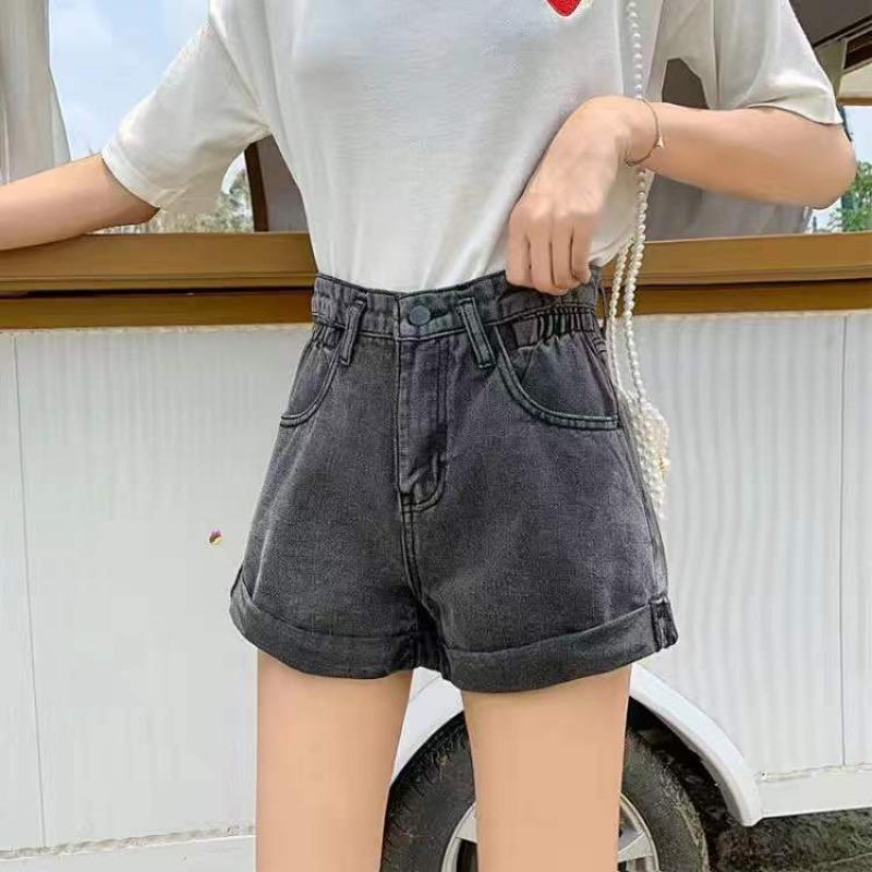 Summer New Vintage Plus Size Denim Shorts for Women Jeans Loose High Waist Wide Leg Shorts Woman Elegant Pockets Solid Casual Short Pants 24714