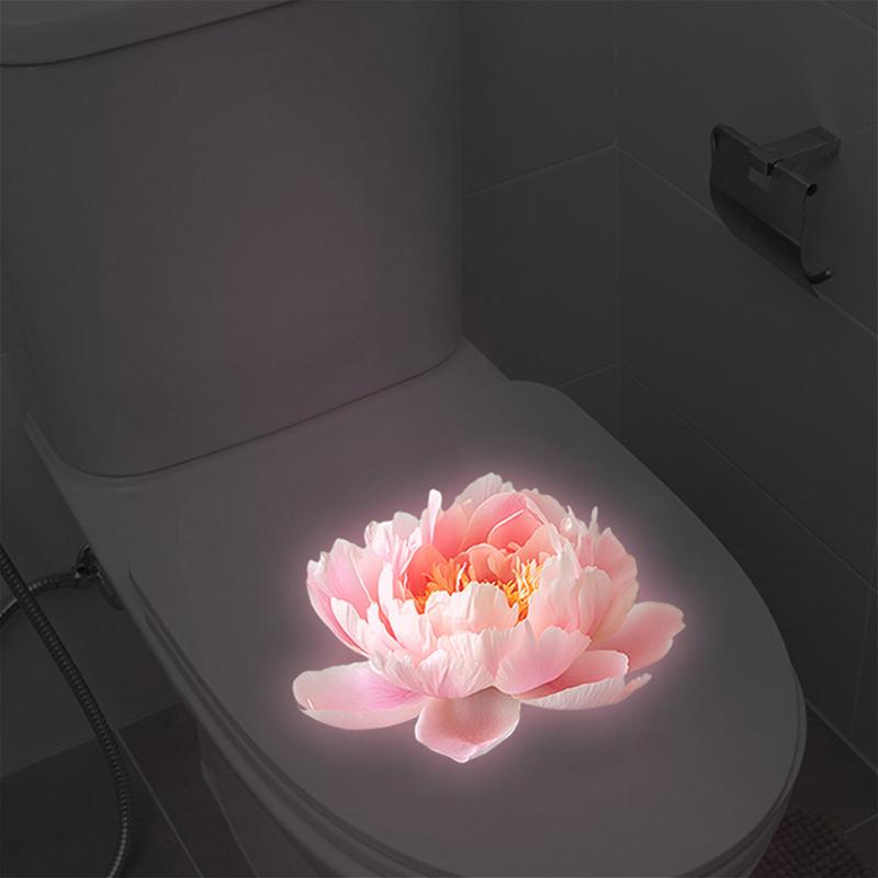 

Luminous Peony Toilet Sticker Creative Dream Pattern Self-Adhesive Pvc Wall Decal For Bathroom Waterproof Luminous Decoration one size