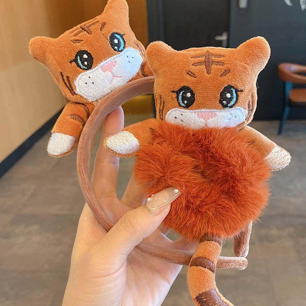 Kreslený tygr elastické gumičky do vlasů plyšová panenka tygří čelenky korejský styl tygří gumičky do vlasů gumičky do vlasů