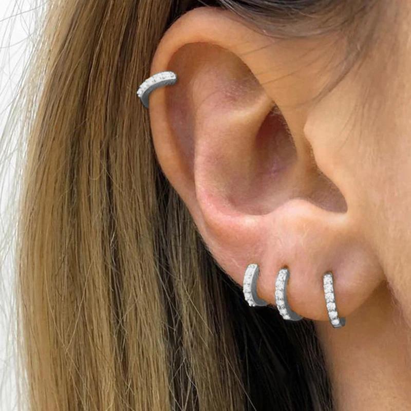 1 Set Metal Circle Drop Small Earrings For Women Trend Pendant Piercing Earrings Set Jewelry Gift