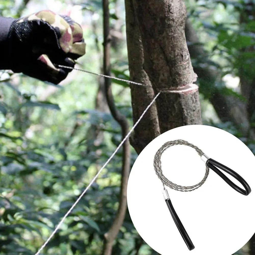 Portable Stainless Steel Wire Saw with Finger Handle Outdoor Camping Hiking Pocket Manual Cutting Chain Saws Survival Tool