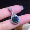 Maldives Blue Green Moissanite Necklace High Carbon Diamond Pendant Elegant Jewelry for Women