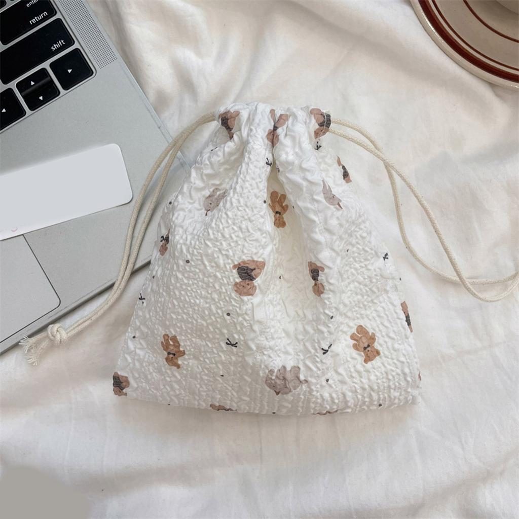 Niedlicher Cartoon Kordelzugbeutel Aufbewahrungsbeutel Kompakte Kosmetiktasche Make-up Organizer für Pinsel Schlüssel Reise-Essential