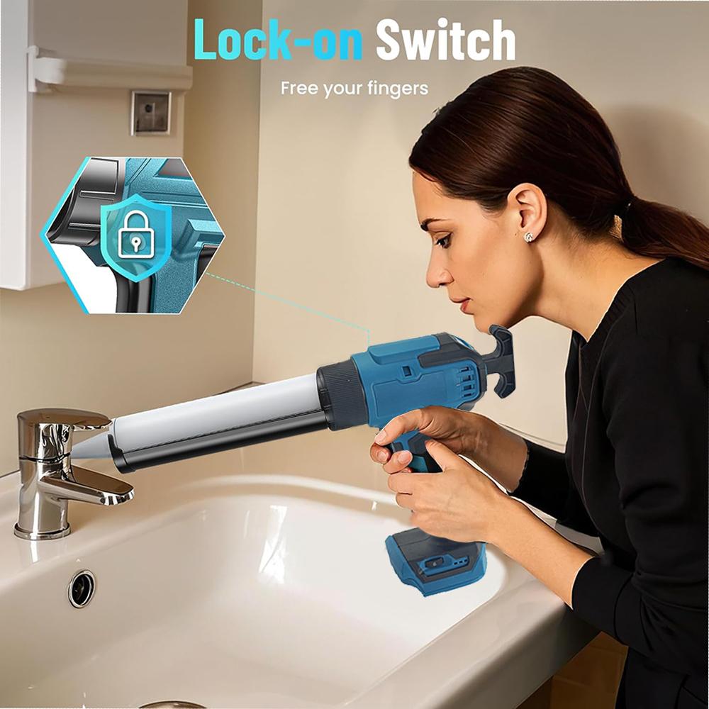 18V Electric Caulking Gun 6 Speeds Adjustable For Makita/Dewalt 21V Battery Wireless Glass Glue Gun,Filling Sealants Glue Gun