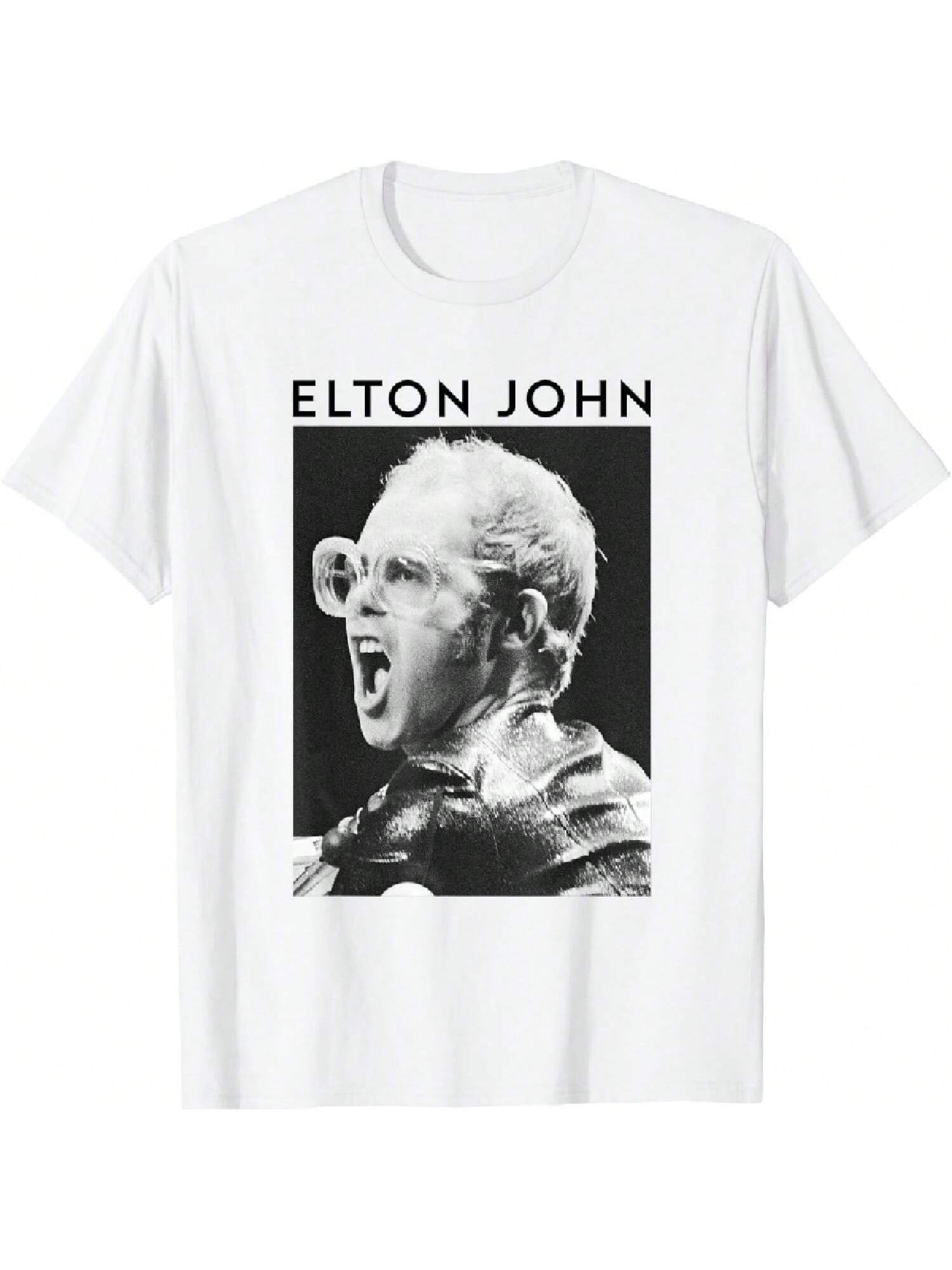 Elton John Official Black & White Photo T-Shirt S