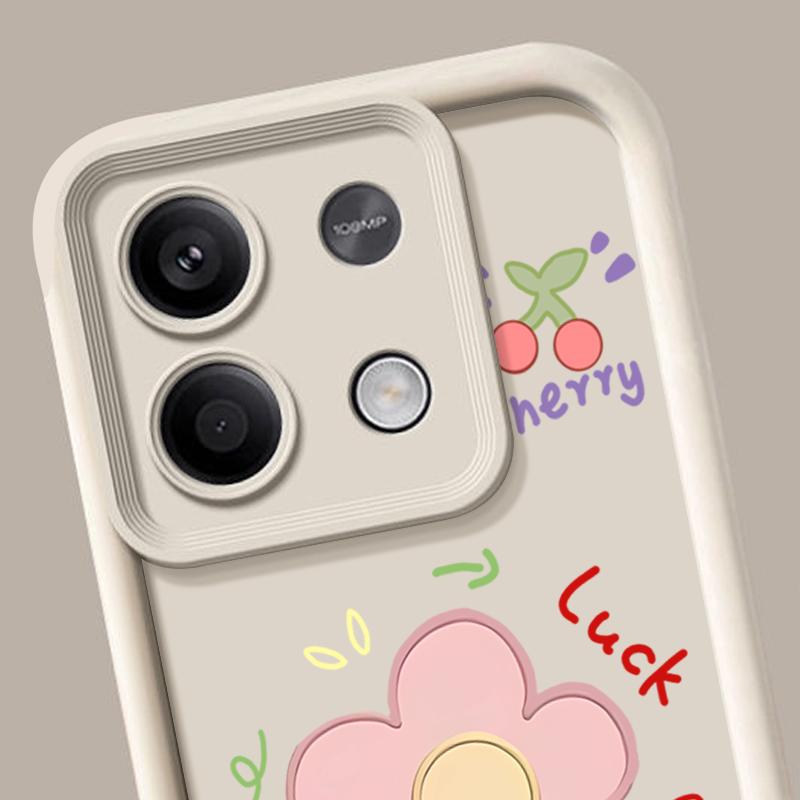 Cartoon Flower Print TPU Soft Case For Xiaomi 14T 13T Poco F6 Pro X6 X5 Redmi 13C Note 14 13 12 11 Pro 10 Lens Protection Shockproof Matte Phone Case