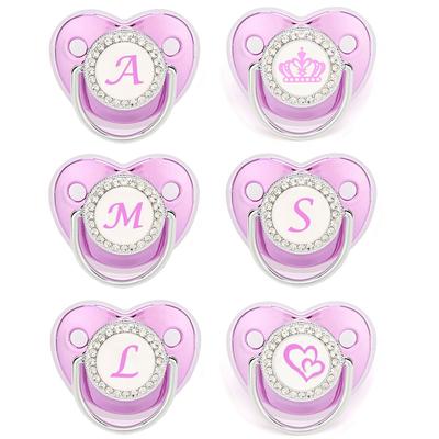 Metallic Purple Pacifier With Cover BPA Free Silicone Pacifier Name Initial Letter Dummy Teether Baby Shower Gifts For Babies