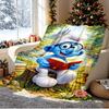 Blue Smurfs Pattern Blanket for Home Decoration, Bed, Sofa, Car Travel, Camping, Suitable for All Seasons, Birthday Christmas Gift
