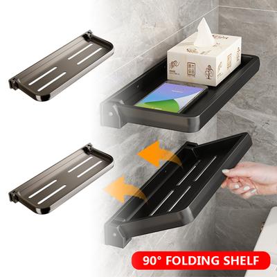 Multi-functional Foldable Bathroom Shelf Punch-free Shampoo Shower Drain Storage Shelf Wall-mounted Kitchen Bathroom Organizer