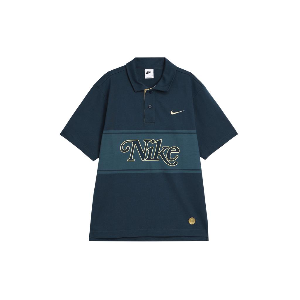 Nike Sportswear Logo Print Color Block Polo Shirt Men Polo Shirts Deep-Sea-Blue HM4456-478
