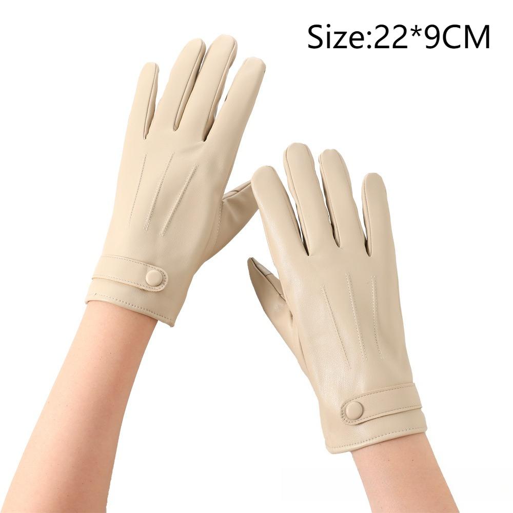Winter Warm Pu Leather Gloves Women Cute Thick Outdoor Cycling Driving Windproof Cold-Proof Gloves Touchscreen Gloves