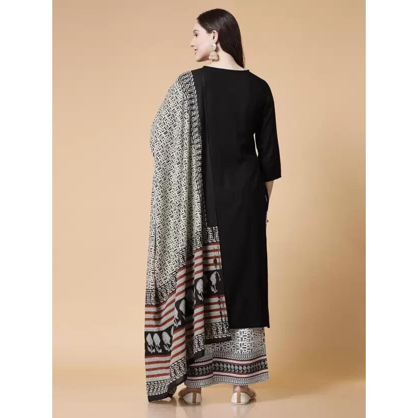 Women Rayon Kurta Pant Dupatta Set Indian Bollywood Party Wear Top Tunic Kurti VF-20152