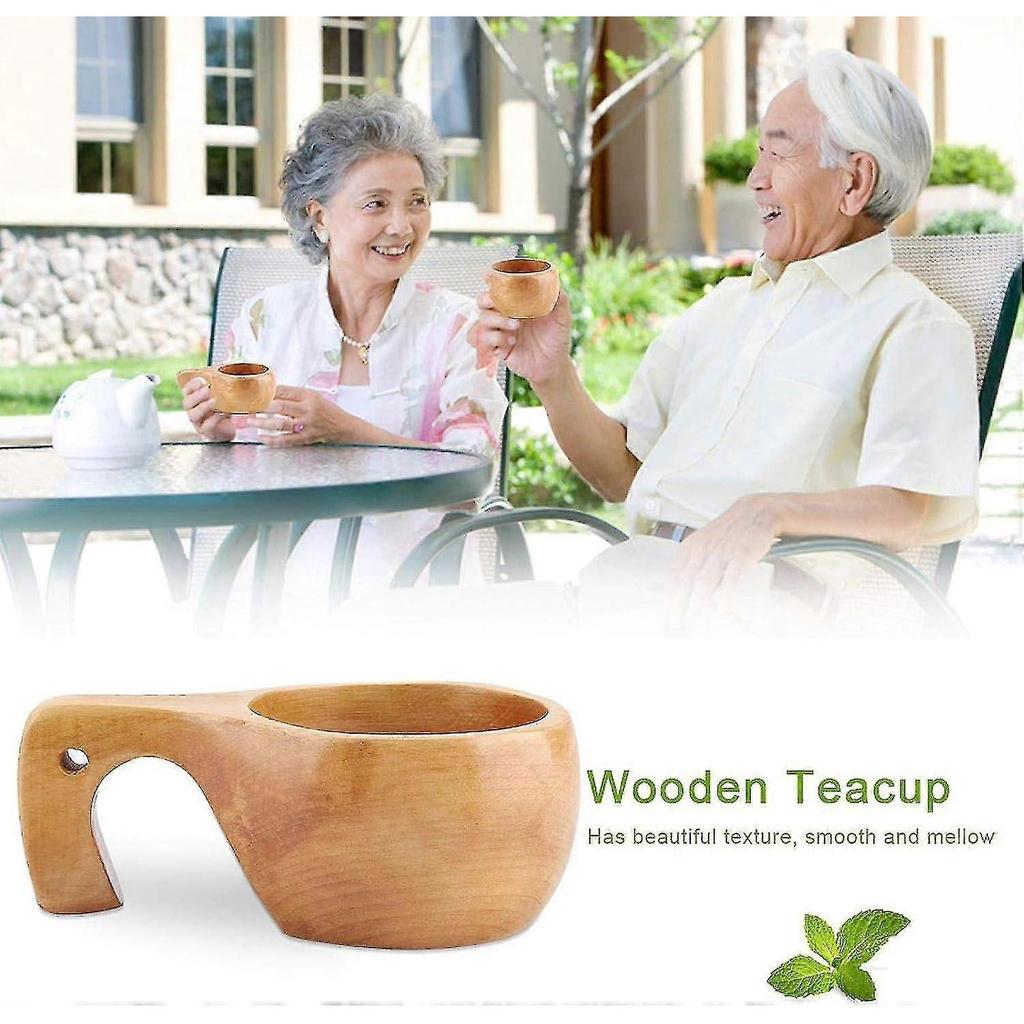Wooden Coffee Wooden Tea Coffee Cup Portable Outdoor Natural Wood Drinks Drinking Mug With Handle - RiRi