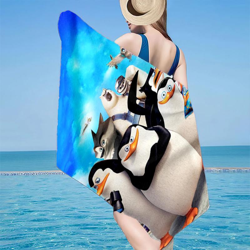 Penguins dventure Beach Towel, Super Soft Microfiber, Gift for Her/Him, Birthday, for Pool, Beach, Travel, Home Decor Fan gifts