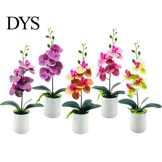 Artificial Bonsai Plant No-watering Realistic Weather-resistant Outdoor Indoor Fresh-keeping Potted Fake Orchid Flower for Balcony