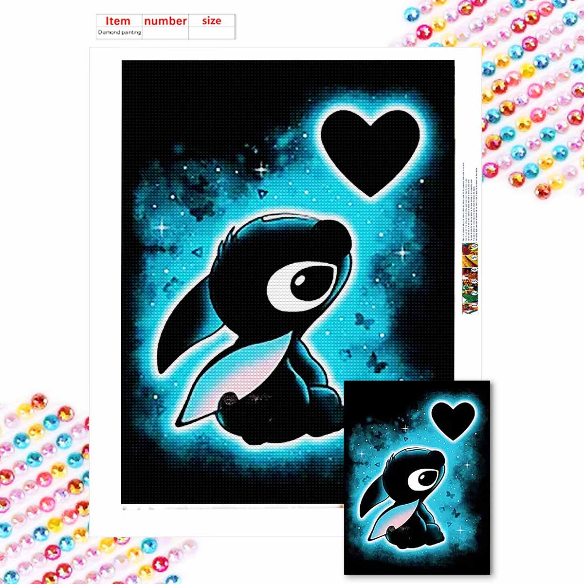 

Полная круглая алмазная живопись Прекрасный Стич Арт Стразы Картина Мозаика DIY 5D Вышивка крестом Домашнее украшение Round 20x30cm