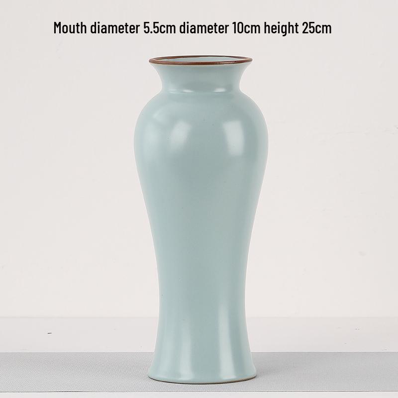 Elegant Celadon Vase: Classical Ru Kiln Ceramic for Hydroponic Flower Arrangements and Living Room Decor