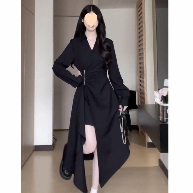Plus Size Korean Style Knit Dress With Dyeing Effects For Winter Casual Wear
