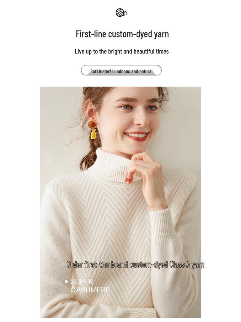 Women's Plus Size High Neck Cashmere Cable Knit Sweater - Thick Loose Pullover for Autumn/Winter