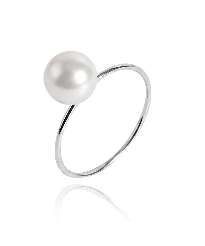 Helene Jewelry 925 Silver Swarovski 9Mm Pearl Miss Ring Silver Thread Ring (Type A)