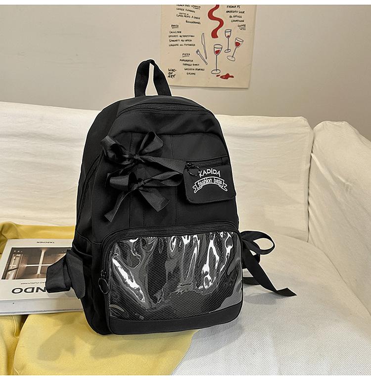 

Шкільний рюкзак з бантом жіночий вельветовий для учнів середньої школи, учнів початкової школи, рюкзак інтернет-знаменитості, великої місткості, нішевий рюкзак чорний