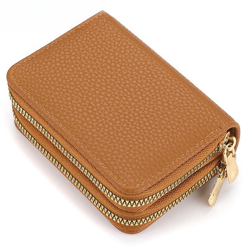 1Pc Multifunctional Card Bag New Organ Card Bag Double Zipper Women's Wallet Large Capacity Card Holder