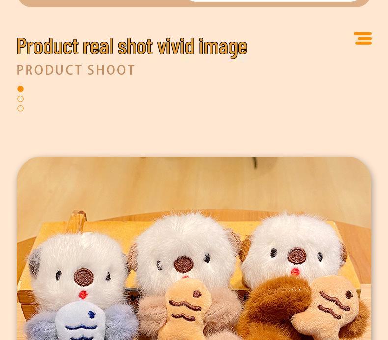 Pingente Chaveiro Fofo de Lontra Marinha de Pelúcia Desenho Animado - Charme de Bolsa Boneca Criativa Presente