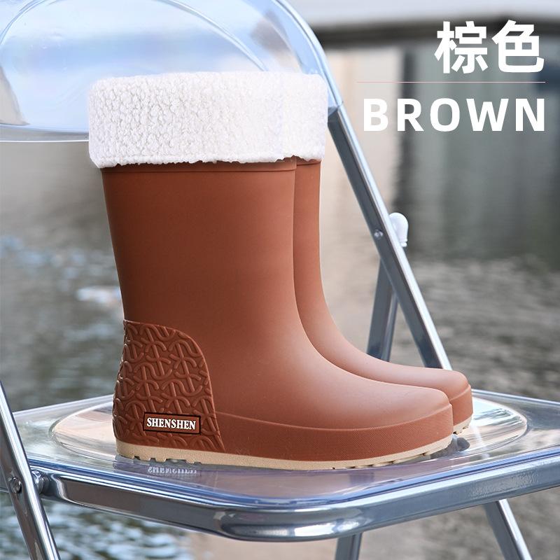 Fashion Women's Medium Tube Non-slip Waterproof Shoes Rain Shoes Rain Boots Water Boots Thermal Cover Shoes Adult Long Tube