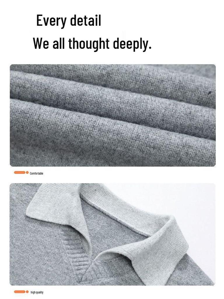 Men's Trendy Faux Two-Piece Lapel Sweater - Autumn/Winter Thickened Velvet Casual Knit Base Layer