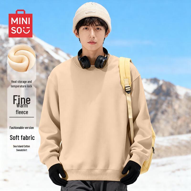 

MINISO Men s Heavyweight Fleece-Lined Crew Neck Sweatshirt 3XL
