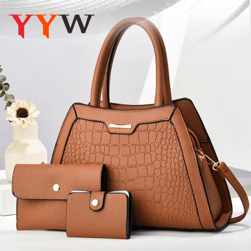 Tote Bag For Women with Zipper PU Leather Handbags Multi-Pocket Shoulder Bags Crossbody Bag with Matching Purses Wallet
