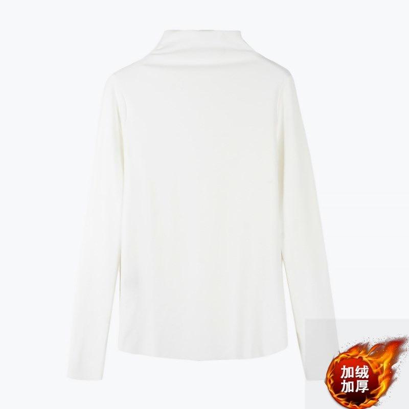 Semi-turtleneck bottoming shirt women s inner black German velvet 2026 spring, autumn and winter velvet long-sleeved T-shirt foreign style women s top M