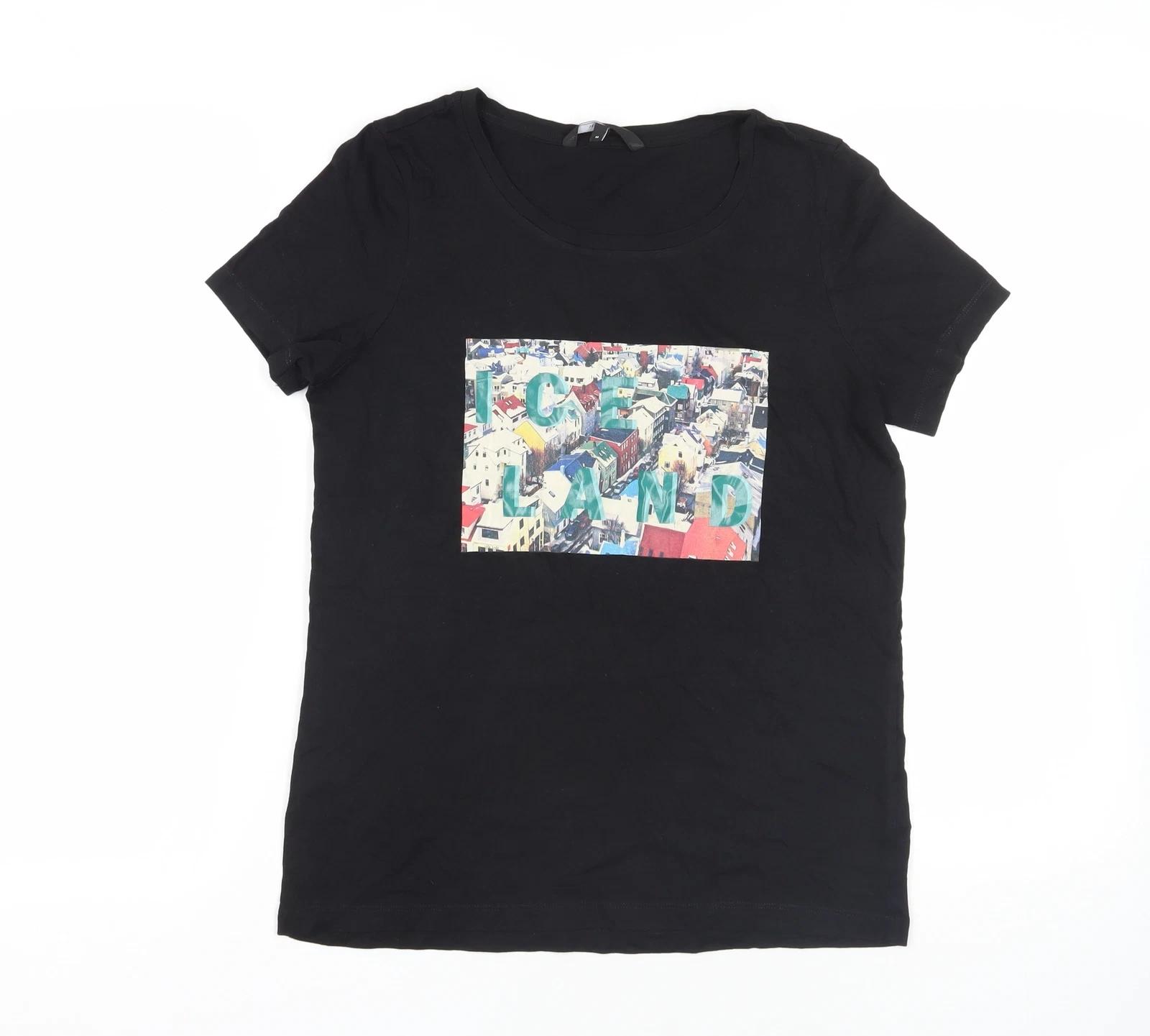 VERO MODA Womens Black Cotton Basic T-Shirt Size M Round Neck - Iceland 3XL