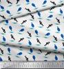 Soimoi Japan Crepe Satin Fabric Waves,Whale & Dolphin Ocean Decor Fabric Printed metre 42 Inch