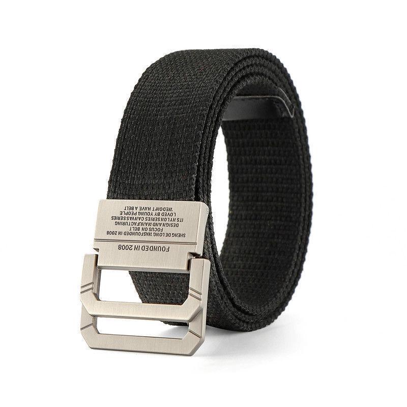 Men's Canvas Belt with Automatic Smooth Buckle - Casual Korean Style for Workwear, Students, and Outdoor Activities