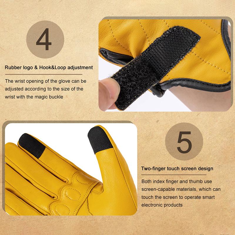 Motorcycle Leather Gloves Waterproof Breathable Touch Screen Gloves Goat Leather Motocross Full Finger Riding Gloves