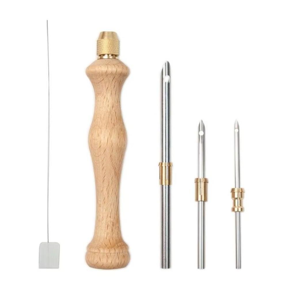 Wooden Handle Punch Needle Set 2.5mm/3.5mm/5mm Punch Stitching Kit  for Beginners