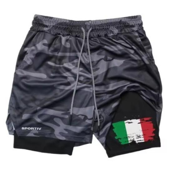 Camouflage Italy Flag Muay Thai Kick Boxing Shorts Men Women Unisex Casual Sportswear Double Layer Quick Dry Training Sport Gym Fitness Workout
