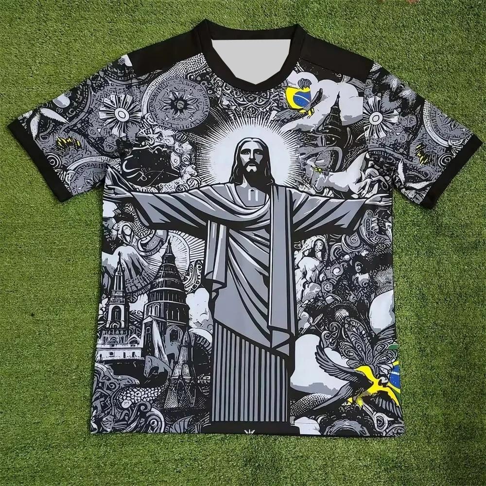 Brazil 3D Printed Football Jersey Men Women Summer Sports T-shirts Breathable Quick Drying Oversize Family Matching Clothing