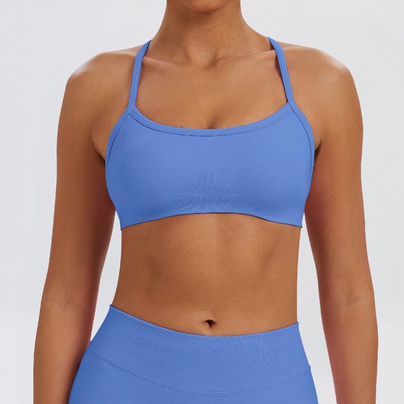Women Seamless High Stretch Yoga Sports Bra, Lycra Spandex Convertible Removable Straps Fitness Tank Top