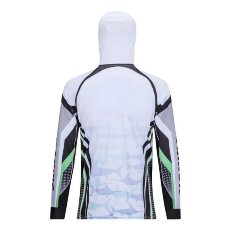 Mens Hooded Zip-Up Fishing Shirt UV Protection Quick Dry Breathable Long Sleeve Outdoor Sun Top