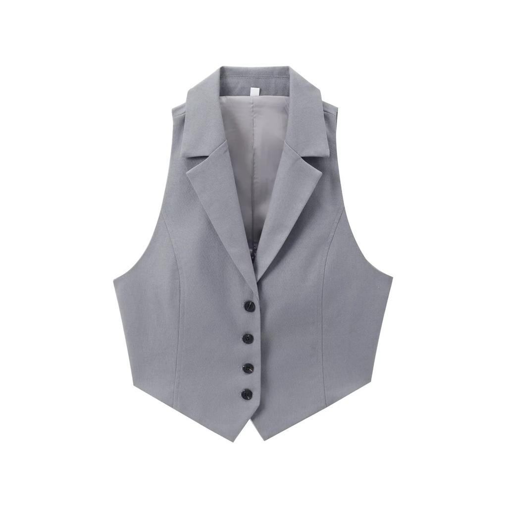 European and American women's clothing INS Internet celebrity explosion back opening design vest