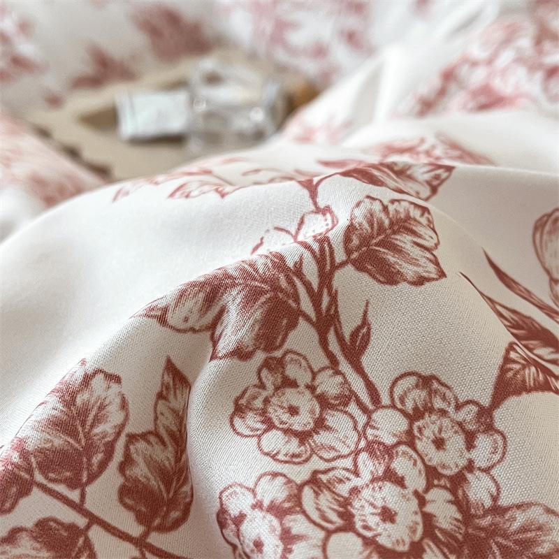 Set de pat din patru piese, Prietenos cu pielea Respirabil și Confortabil Set Cearceaf de Pat Husă de Plapumă Față de Pernă