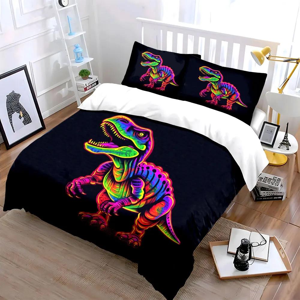 "Glow Dinosaur Art Decor Set" Soft Comfortable Duvet Cover Bedding Set Included 1*Duvet Cover & 2*Pillowcases gift