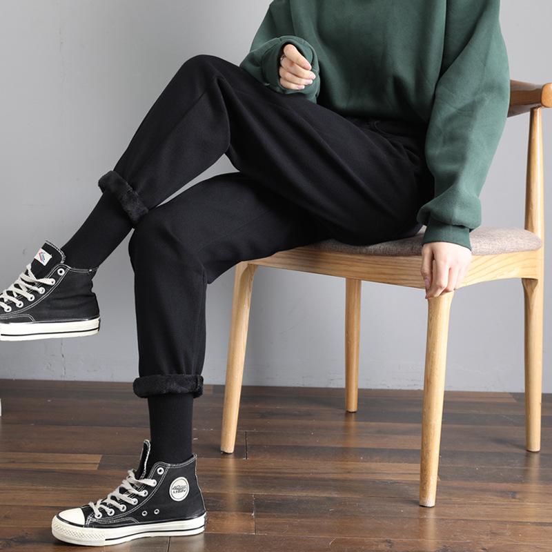 2022 Winter Fashion simple High Waist JeansWomen Keep Warm Loose Harlan Pants Woman Comfortable leisure Denim Trousers Female